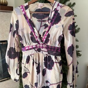 Sweet Pea Floral Mesh Top - Pink and Cream